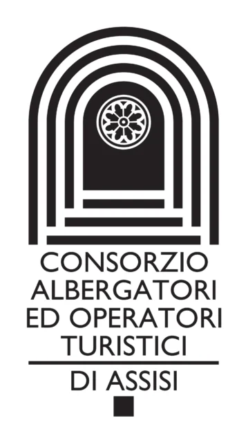 Logo Consorzio Albergatori ed Operatori Turistici di Assisi (consorzio turistico), 1993 – progettato da Mancinelli Design