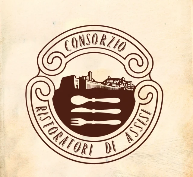 Logo Consorzio Ristoratori di Assisi (consorzio ristoranti), 1988 – progettato da Mancinelli Design