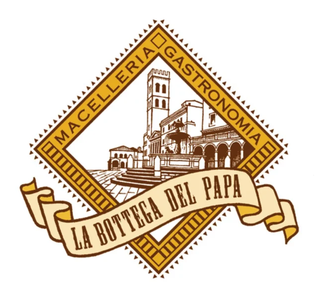 Logo La Bottega del Papa (macelleria gastronomia), 2001 – progettato da Mancinelli Design